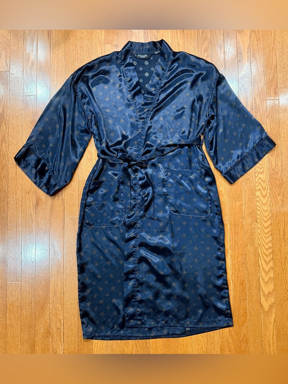 Vintage Christian Dior Monsieur Men’s One Size OS Robe Satin Geometric Medallion